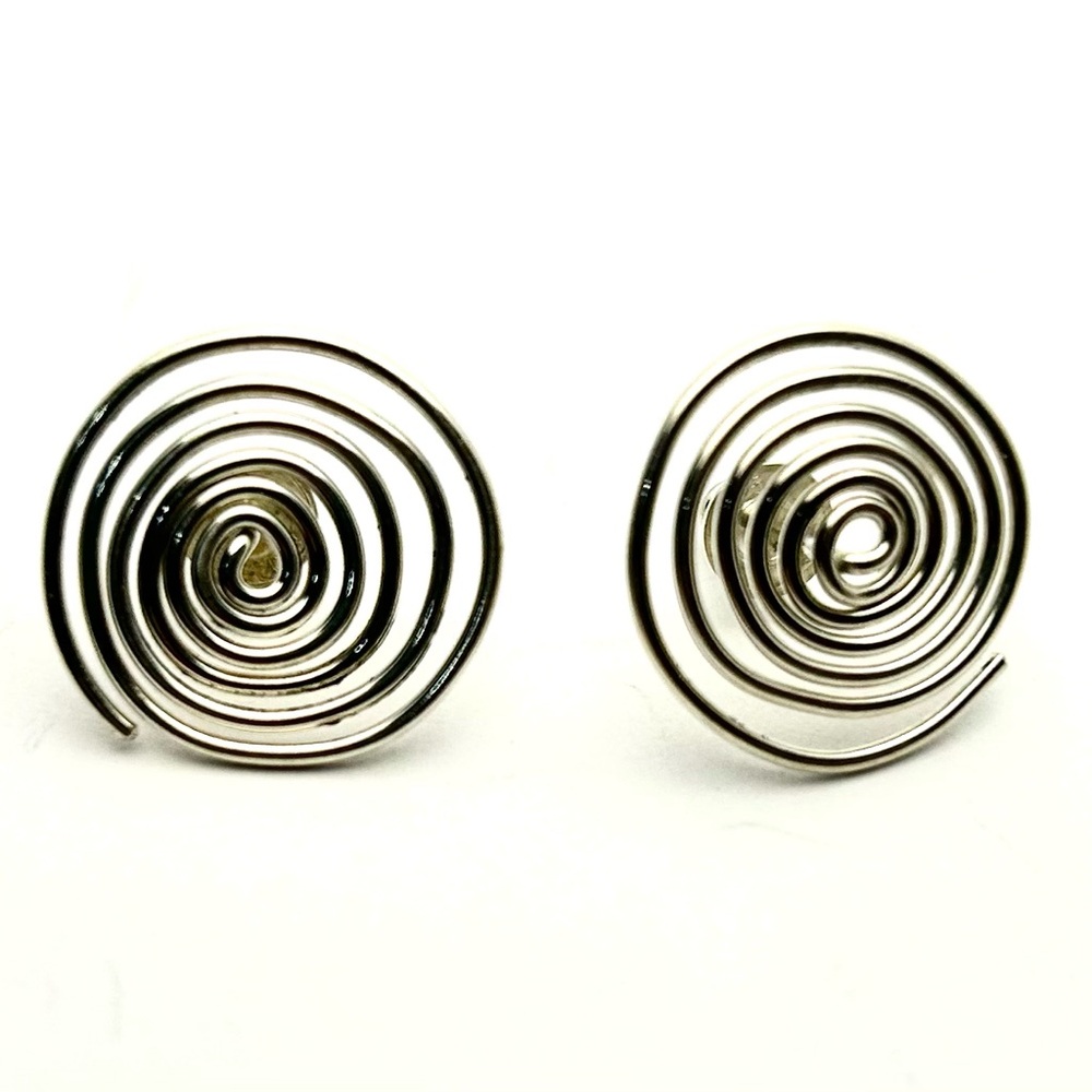 Quirky Silver Spiral Earrings